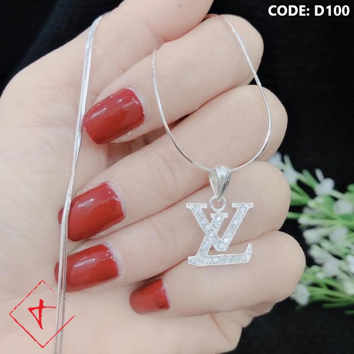 Dây chuyền bạc mặt LV đính đá TIMS D100