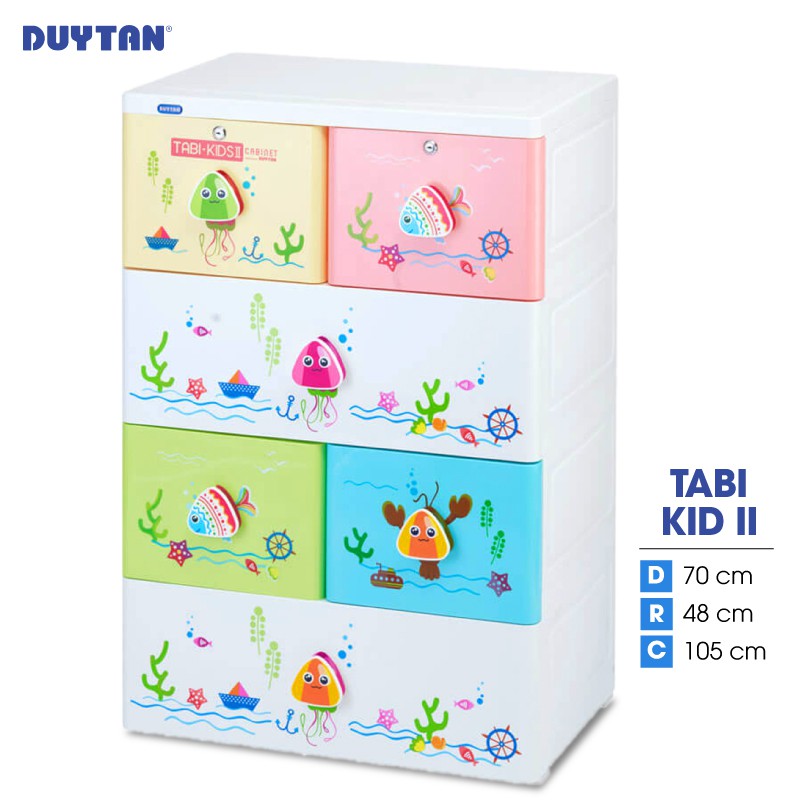 Tủ nhựa Duy Tân TABI KID II 4 tầng 6 ngăn - Nhiều hoa văn