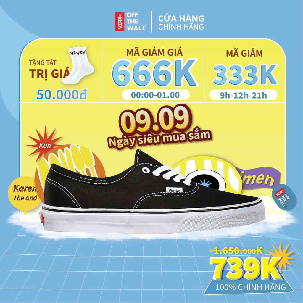 Giày vans chính hãng cho nam nữ, vans auth đen trắng full box