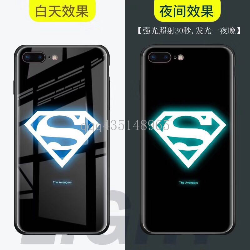 Ốp điện thoại mặt kính phối hình Marvel Avengers dạ quang cho Iphone 11 Pro Xs Max Xr 8 7 6 6s Plus | BigBuy360 - bigbuy360.vn