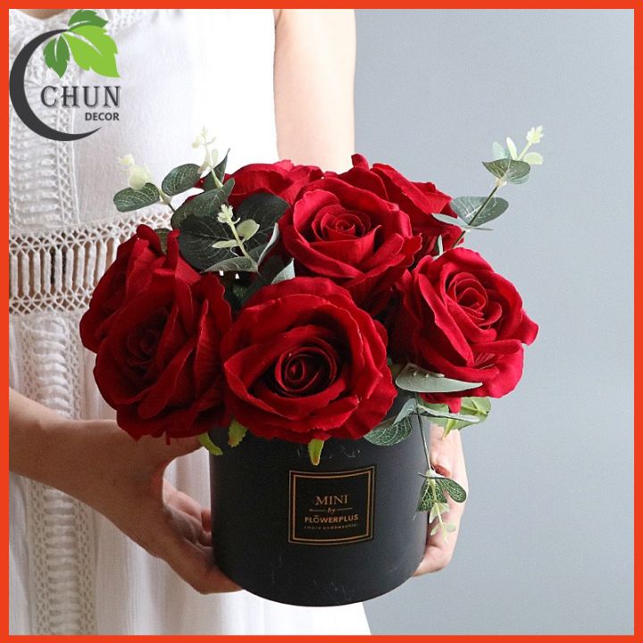 Hoa giả, bình hoa hồng, đào đông cao 20cm nhiều mẫu trang trí nhà cửa, cửa hàng, văn phòng