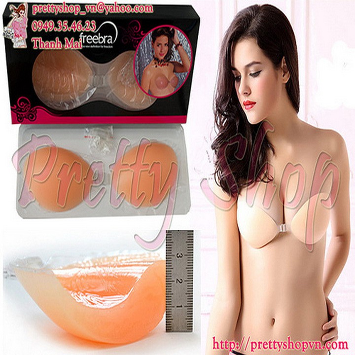 Áo lót silicon dán ngực BRA002 Free Bra 2in1 độn ngực dày 20mm kèm dây đeo