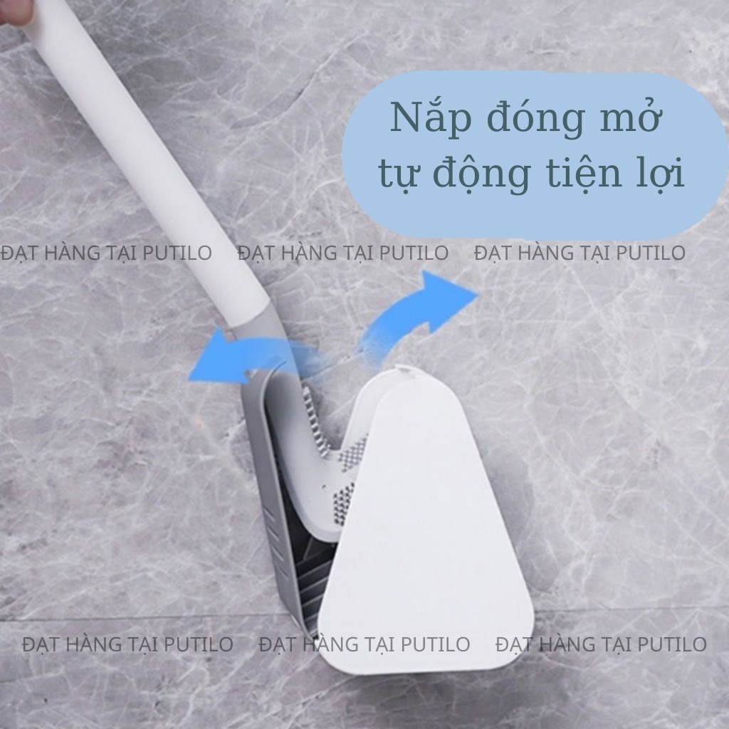 Chổi cọ toilet silicon kèm hộp đựng tiện lợi cây cọ bồn cầu vệ sinh toilet phòng tắm siêu sạch