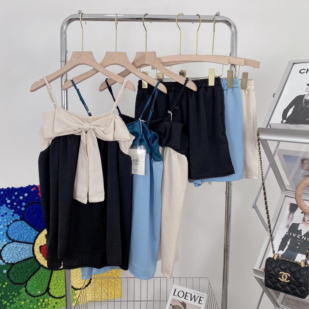 [ 𝐅𝐑𝐄𝐄 𝐒𝐇𝐈𝐏 ] SÉT ÁO 2 DÂY BABYDOLL NƠ NGỰC DÁNG XÒE QUẦN SHORT ĐÙI