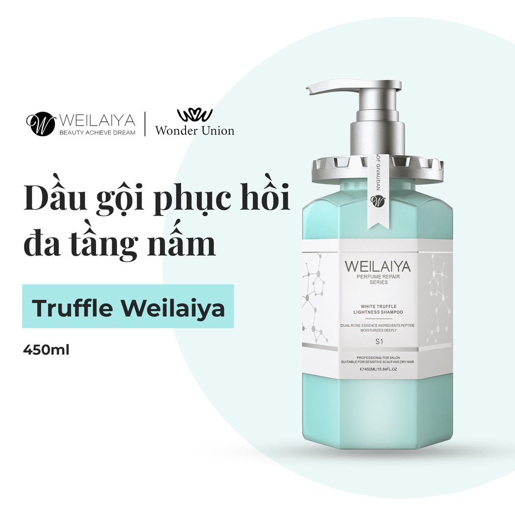 Dầu gội đầu thảo dược Weilaiya chiết xuất nấm Truffle giúp chống lão hóa da đầu và mượt tóc cho tóc hư tổn 450ml