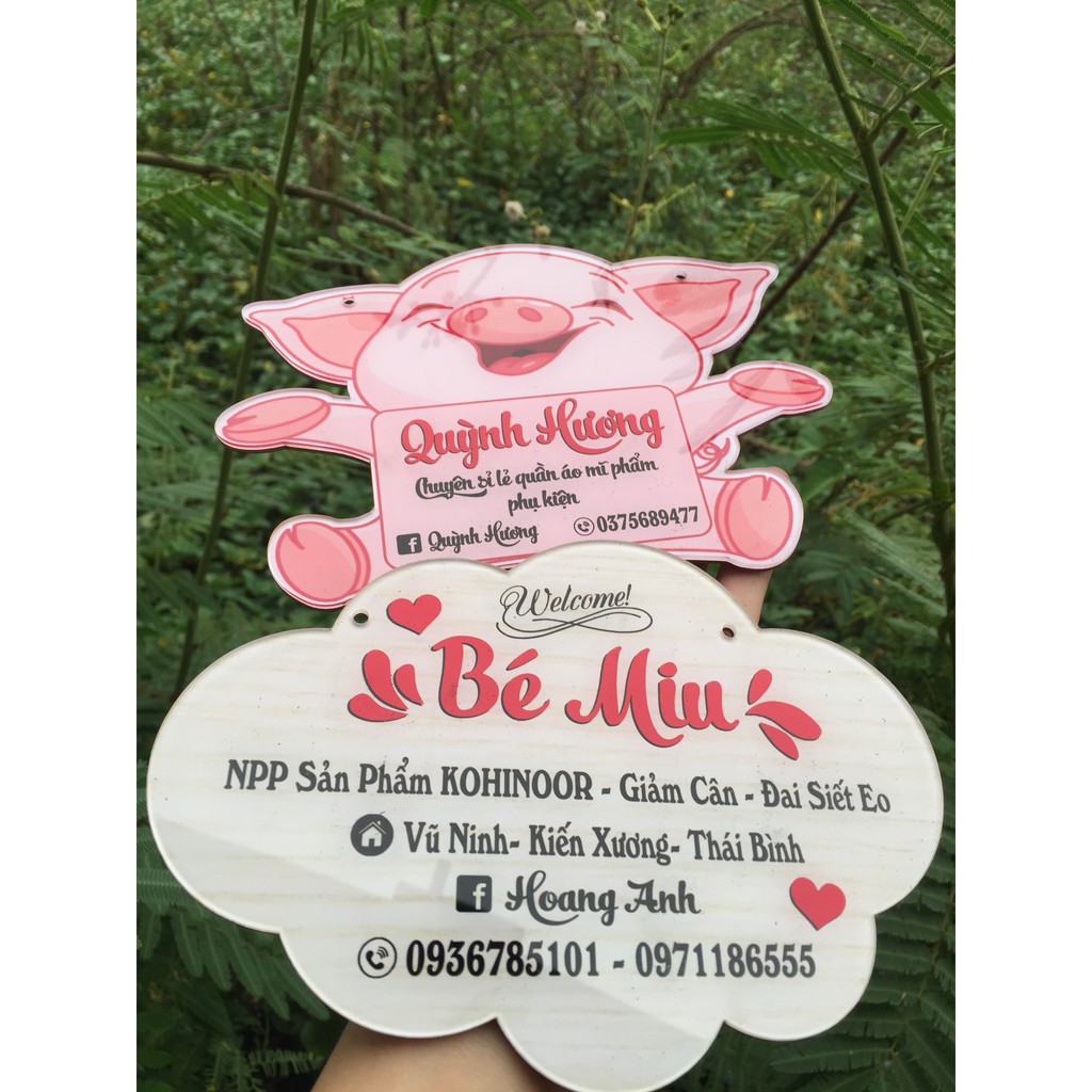 Biển hiệu mica Heo xinh - in thương hiệu shop - thiết kế theo yêu cầu