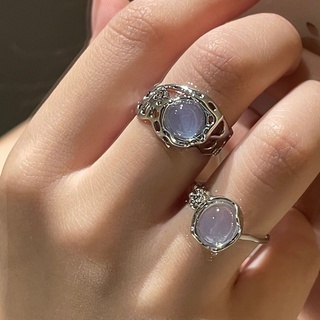 Nhẫn Bạc Đính Đá Opal Đơn Giản Cho Nữ