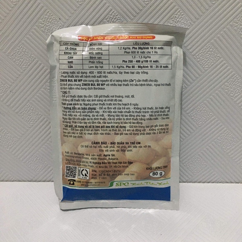 ZINEB BUL 80WP – Thuốc trừ nấm bệnh 80gr