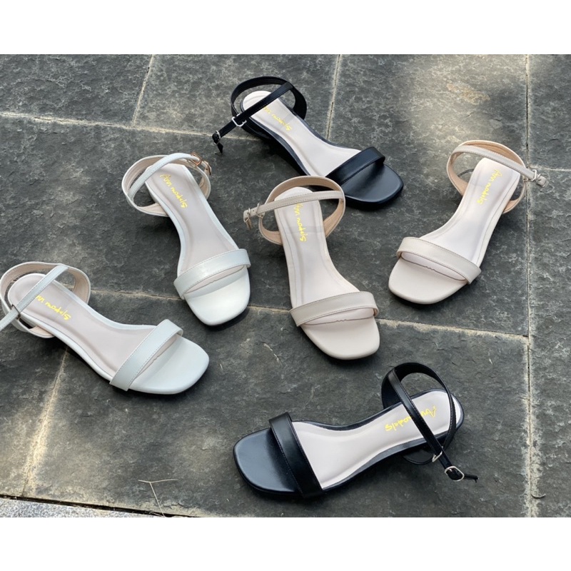 Giày sandal nữ cao gót 2 phân quai mảnh gót vuông mũi vuông thời trang hàn quốc đẹp cao cấp Ann models _A31