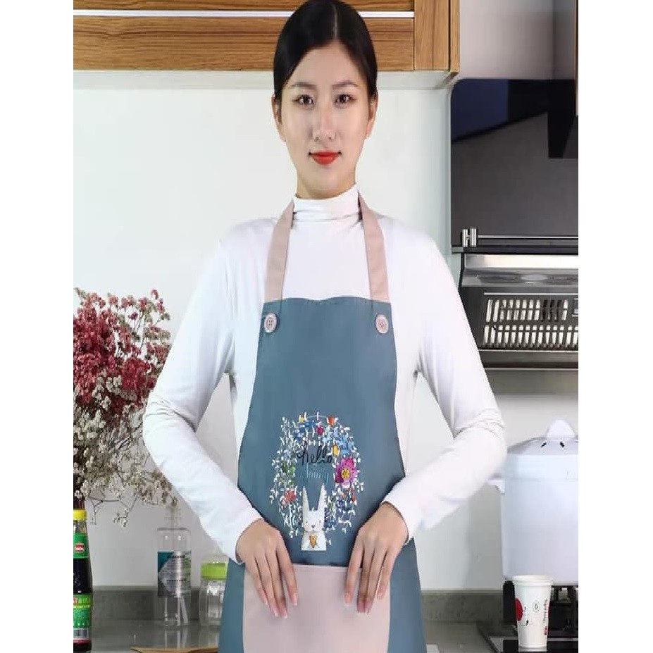 Tạp dề thỏ chống thấm nước kiêm khăn lau tay tiện dụng