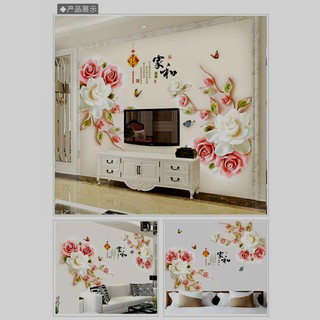DECAL DÁN TƯỜNG HOA HỒNG 3D CH2002