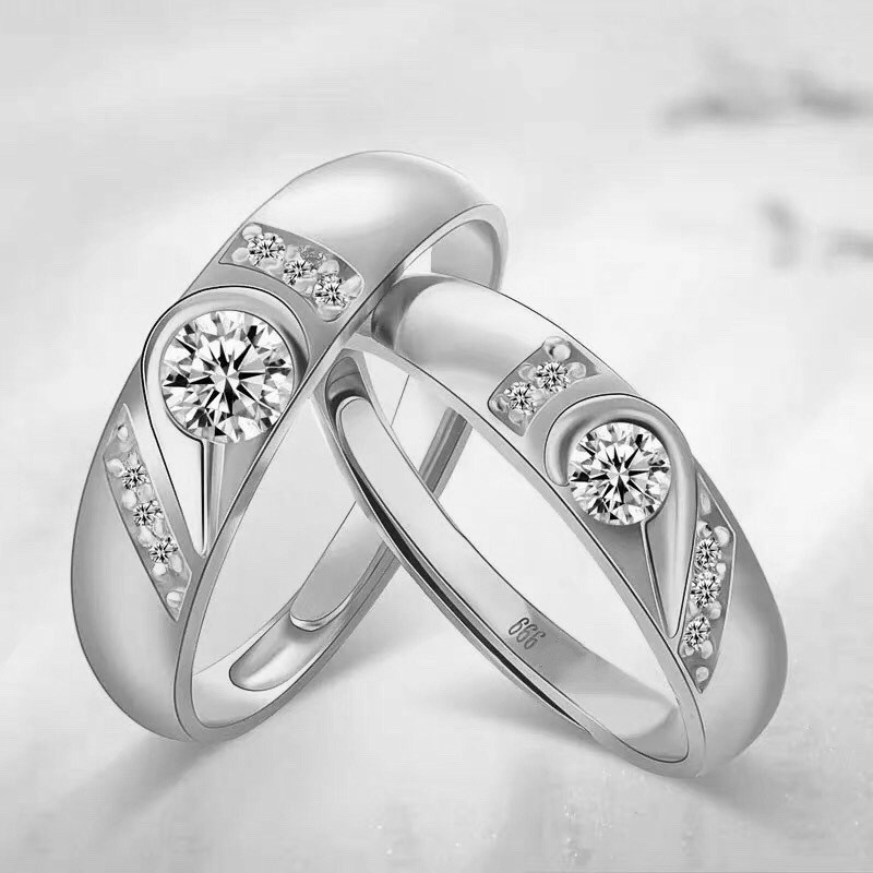 weiweijewelry/Nhẫn đính hôn cặp đôi Nhẫn thời trang hình trái tim mạ vàng 24k