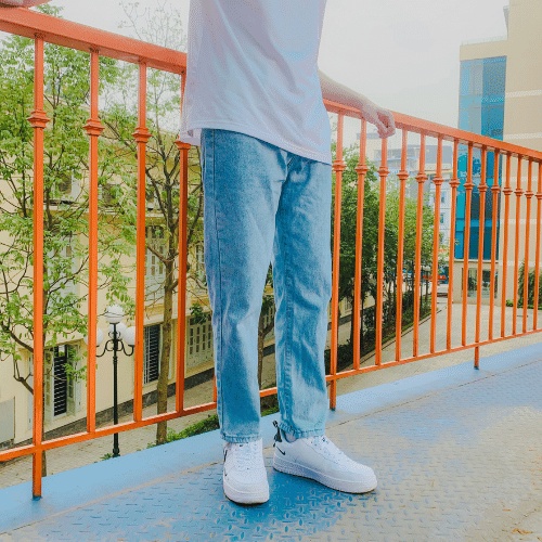 Quần jean baggy nam ống suông co dãn thoáng mát Đen Official form unisex chất bò ống rộng cao cấp QD06