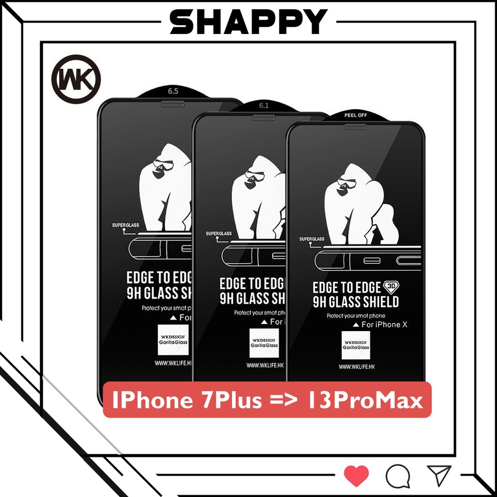 Kính Cường Lực IPhone KingKong Bóng Full Màn 7Plus/8Plus/X/XR/XsMax/11/12/13/Pro/Max [Shappy Shop]