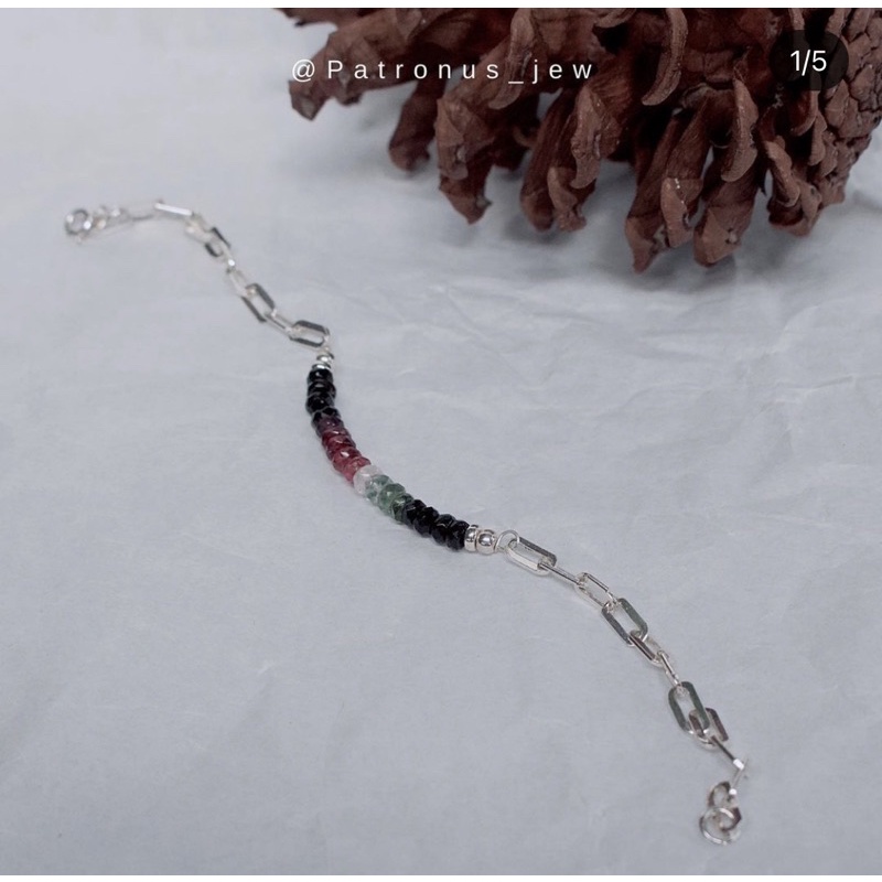 Vòng Tay Tourmaline Ombre Mix Dây Bạc VTTOMDB22A Patronus