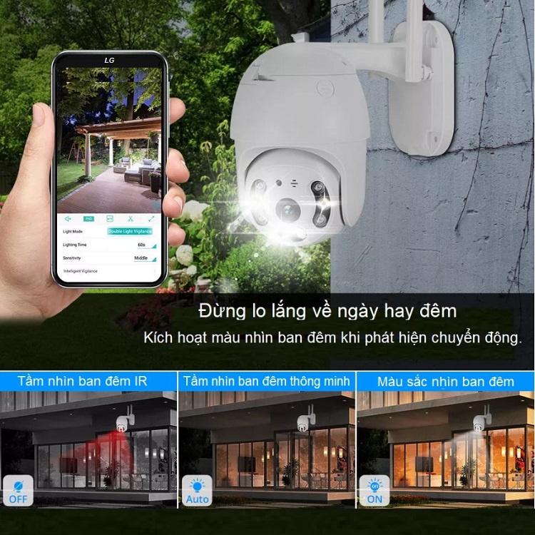 Camera Ngoài Trời IP Wifi V380 Pro, Xoay 360 Độ - Hỗ Trợ Xem Màu Ban Đêm - Phát Hiện Chuyển Động Thông Minh - BH 24Tháng
