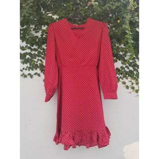 Envi Dress - Đầm chấm bi visco - Đỏ