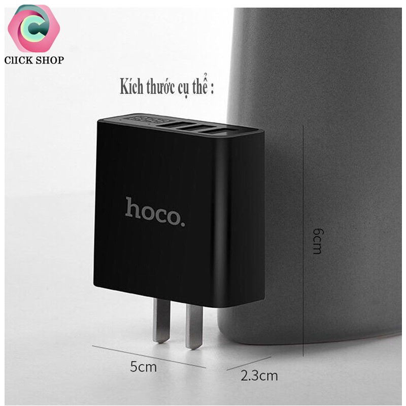 Củ sạc 3 cổng USB Hoco C15 có màn LED hiển thị đo dòng - Hàng Chính Hãng - Ổn định dòng cho Iphone/iPad/Android