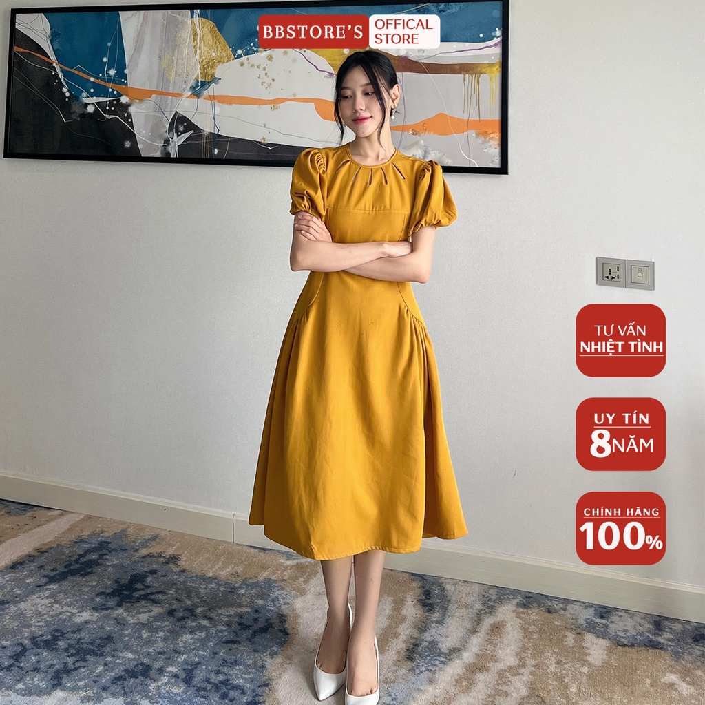 BBSTORE'S Đầm Xòe Dự Tiệc Cutout Tay Phồng Thời Trang Đi Làm Cực Xinh -D1274