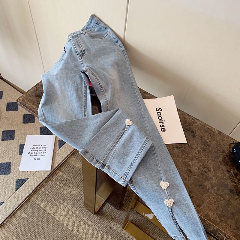 Quần Jeans Xẻ Tà Màu Xanh Nhạt Thời Trang Cho Nữ  tao bao