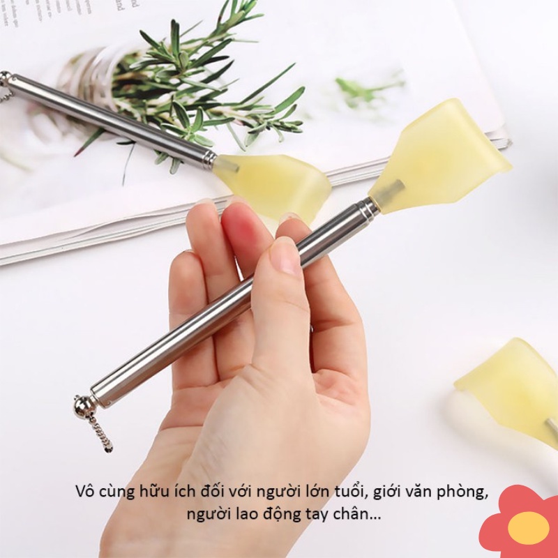 Gậy gãi lưng inox bàn tay nhựa kéo dài rút gọn tiện dụng, nhỏ gọn dễ dàng mang theo, có móc khóa homeshopping24h