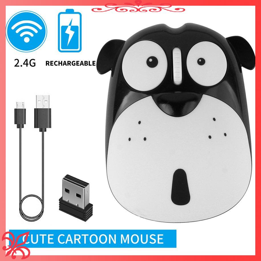 Chuột Quang Không Dây 2.4g Hình Chú Chó Hoạt Hình Dễ Thương