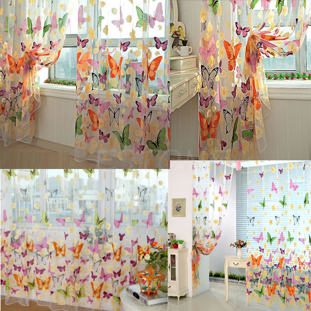Rèm cửa sổ Vải Tuyn Họa Tiết Bướm Trang Nhã