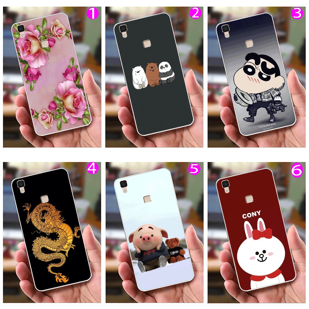 Ốp Lưng Vivo V3 Max (dẻo viền trắng trong) - Hình Dễ Thương, Hoa Hồng, Shin Chan, Rồng, Heo Thỏ