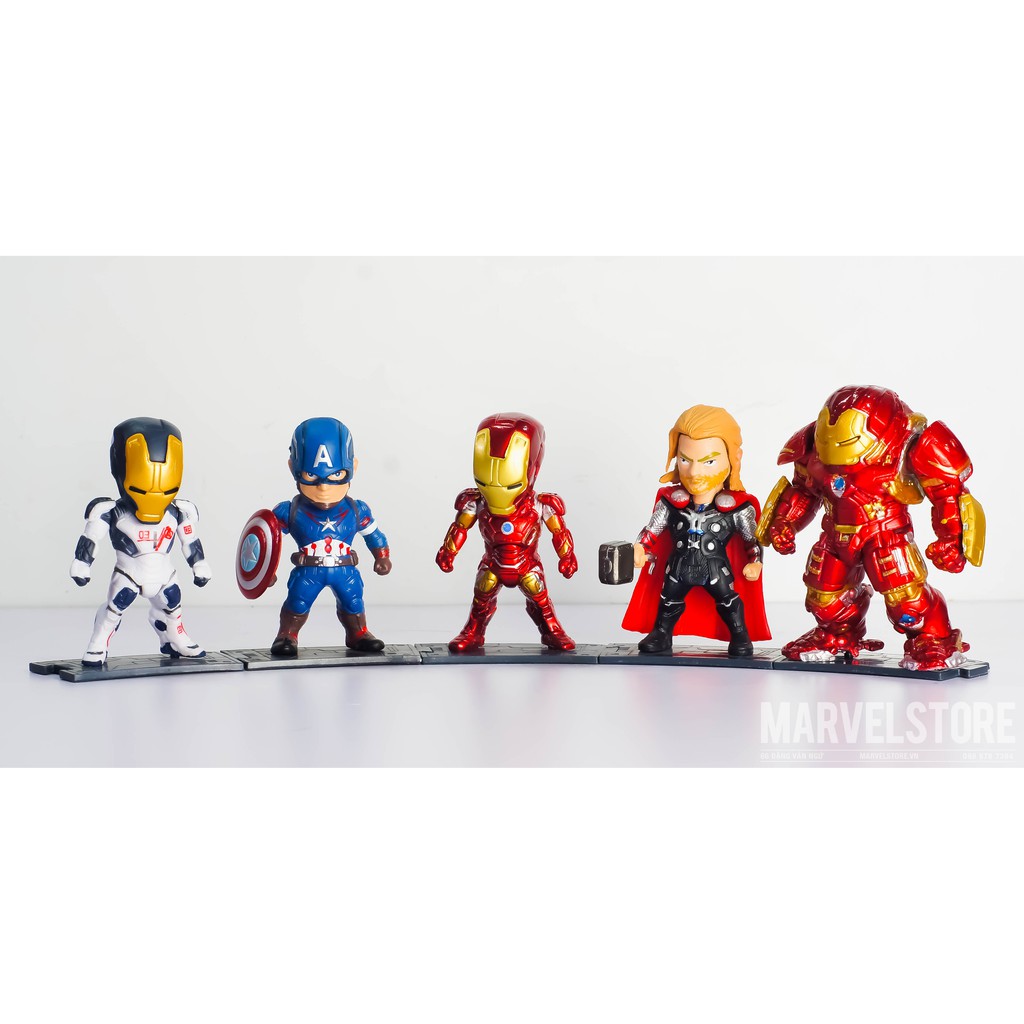 Set chibi Avengers mô hình Marvel gồm Iron man, HUlkbuster, Captain, Thor