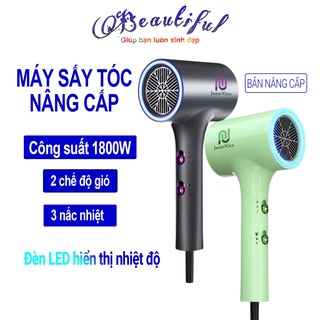 Máy sấy tóc công suất lớn 1800w, bản thiết kế nâng cấp với 2 chế độ gió và đèn led hiển thi 3 nấc nhiệt độ JuneNice