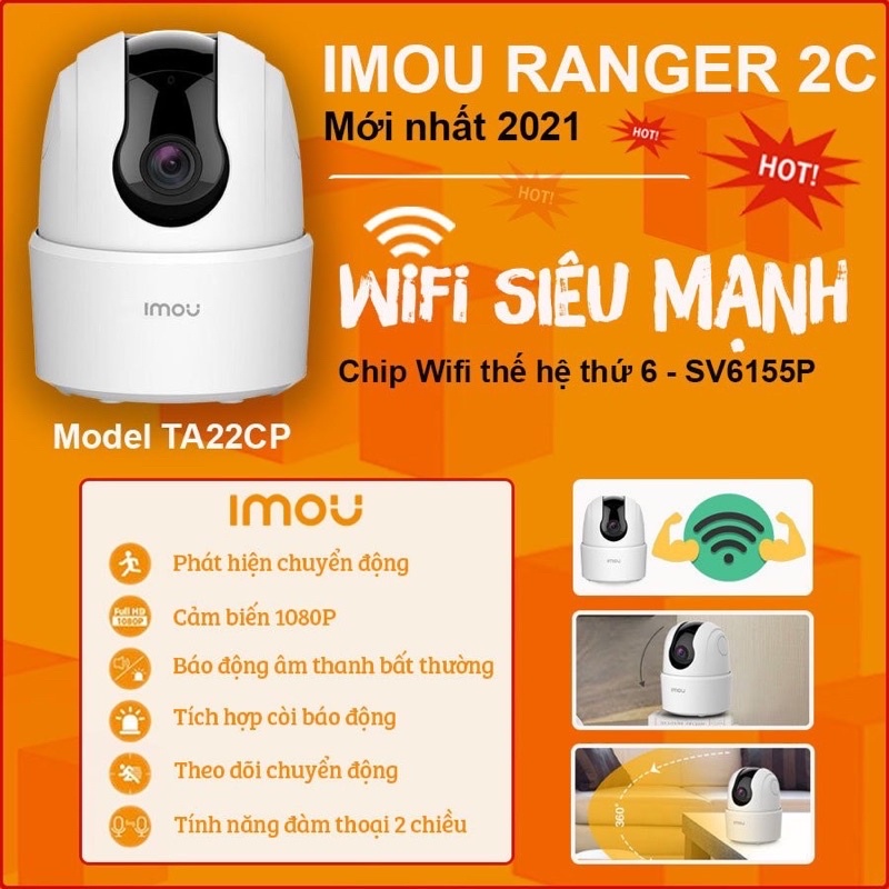 Camera Giám Sát Từ Xa Rõ Nét camera Imou Ranger 2c 2mp - Mã Ta22cp Có Mic Đàm Thoại 2 Chiều Wifi Siêu Mạnh Chính Hãng