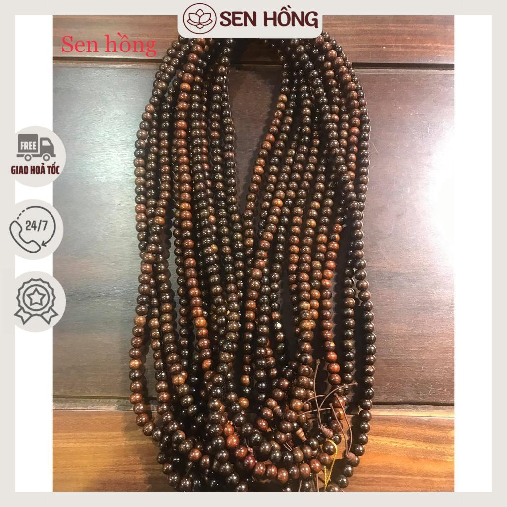 🪵Vòng tay chuỗi 108 hạt cỡ 5 ly, 8 ly bằng GỖ - TRẮC màu đen nhiều tự nhiên dùng đeo tay hoặc tụng kinh