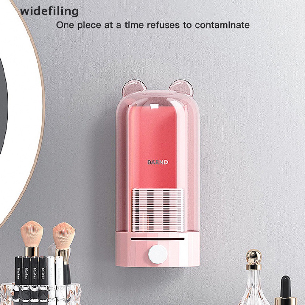 [Hàng mới về] Bộ hộp đựng kèm 50 bông tẩy trang treo tường trong suốt dạng nhấn tự động