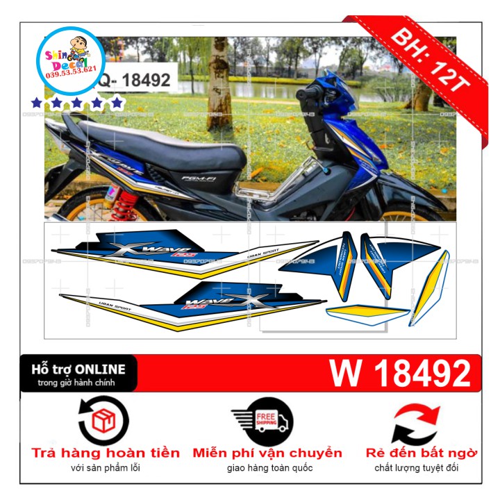 [SHIN DECAL] Tem xe wave  RSX đời đầu xanh đen