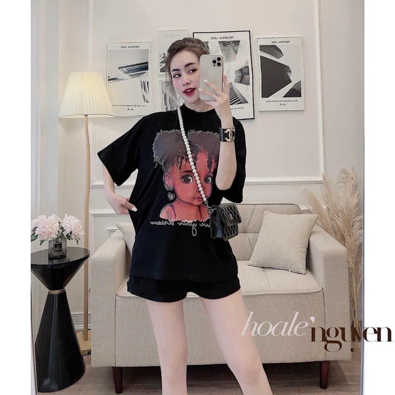 [Mã FAGREEN245 giảm 10% tối đa 30K đơn 99K] Set bộ cotton cô gái tóc xù | BigBuy360 - bigbuy360.vn