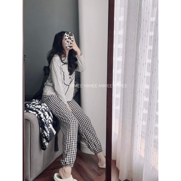 Bộ ngủ gấu caro cute mimee