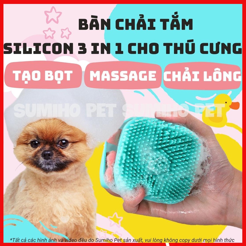 Bàn chải tắm silicon 3 trong 1 (tạo bọt, massage, chải lông) cho ...