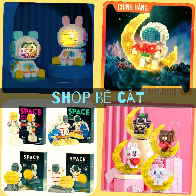 Đồ Chơi Lắp Ráp Nano 3D Phi Hành Gia Có Đèn [FullBox + Light + Thanh Gỡ] shopbecat