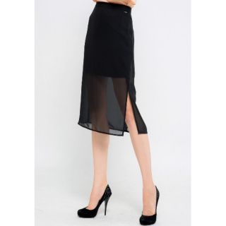 M38-Chân váy voan đen xẻ cạnh xinh xắn