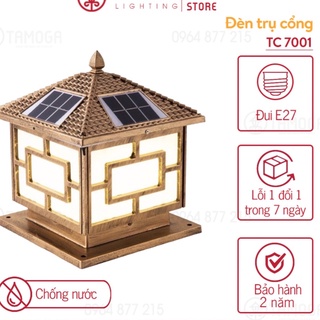 Đèn trụ cổng năng lượng mặt trời cỡ 500 hợp kim nhôm TCNL 7001 + tặng kèm điều khiển từ xa