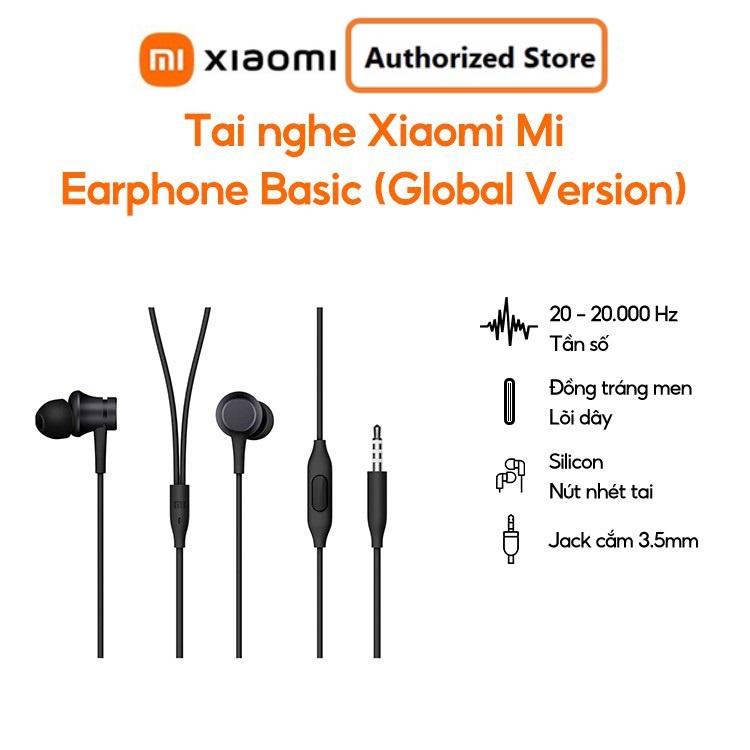 [Nhập ELMALLBS giảm 10% đơn từ 500K] Tai nghe Xiaomi Mi Earphone Basic - Hàng chính hãng - ZBW4355TY | ZBW4354TY