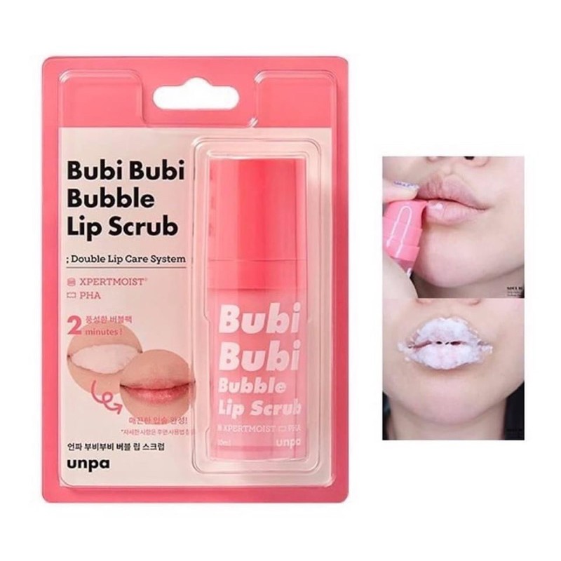 Gel sủi bọt lành tính, tẩy da chết môi Unpa Bubi Bubi bubble lip scrub