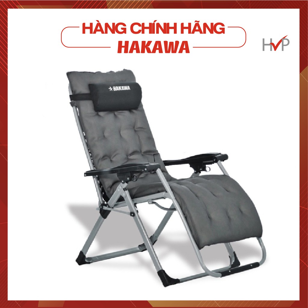 [Hàng chính hãng - Bảo hành 25 năm]-Ghế xếp thư giãn HAKAWA - Ghế xếp vải bố có khung thép - [Tặng nệm, gối  &amp; khay ly]