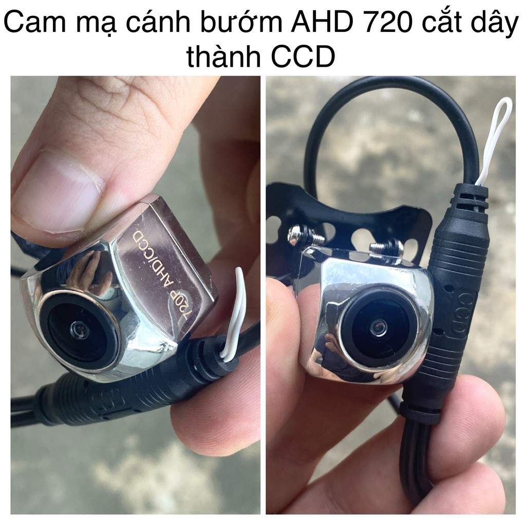 Camera lùi MẮT LỒI góc rộng HD 720p mạ bạc inox MỌI LOẠI MÀN AHD CCD chân cánh bướm