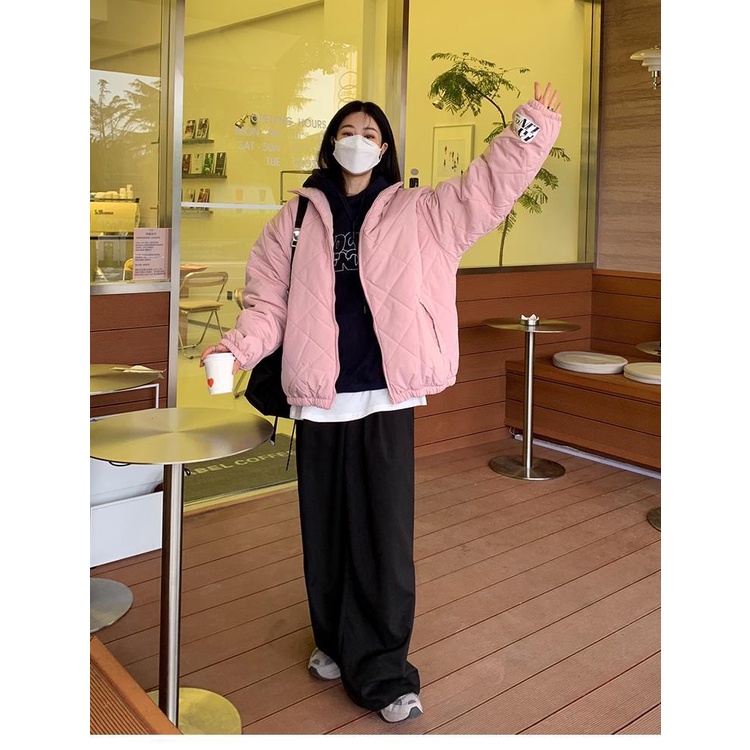 Áo khoác bóng chày cotton giữ ấm mùa thu đông phong cách Harajuku mới dành cho nữ