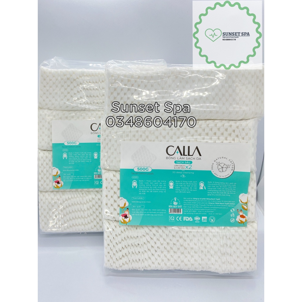 Bông Làm Sạch Da, Tẩy Trang CALLA Sạch Sâu 500Gr - Bông Tẩy Trang Làm Sạch Da Mặt Dạng Hạt Bông Bạch Tuyết CALLA Sạch Sâ