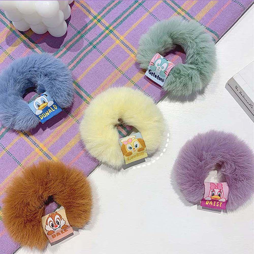 TWINKLE Dây Cột Tóc Lông Nhung Mềm Mại Co Giãn Hình Chú Sóc / Hoa Cúc Thời Trang