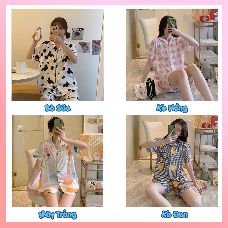 Đồ bộ nữ pijama mặc nhà, bộ ngủ dễ thương quần cộc áo cộc chất thun sữa mềm mại cho mùa hè PJMCOC08