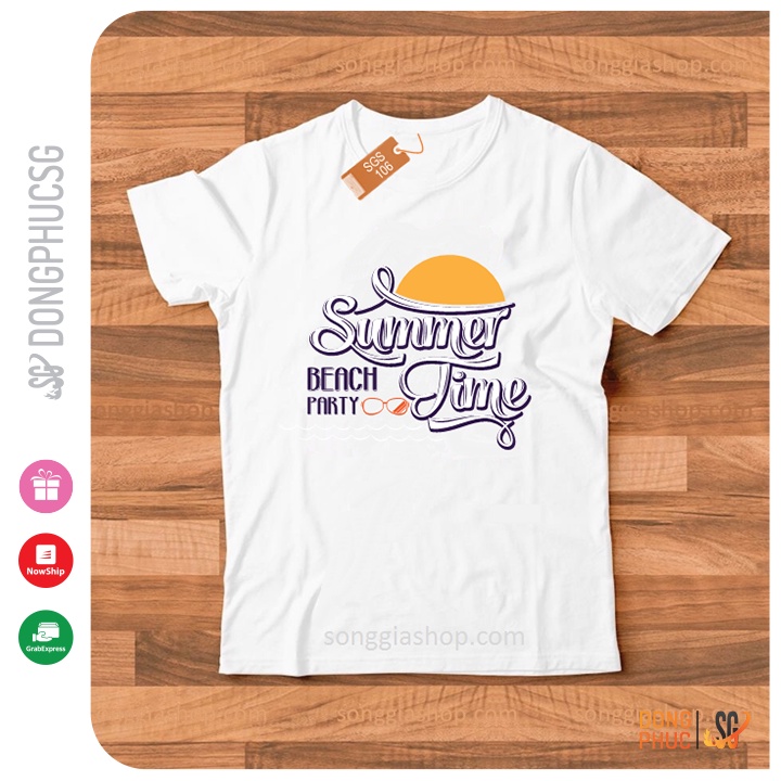 Áo thun hội nhóm unisex nam nữ gia đình SUMMER phông màu trắng thun cotton mềm mịn SGS106 | SG