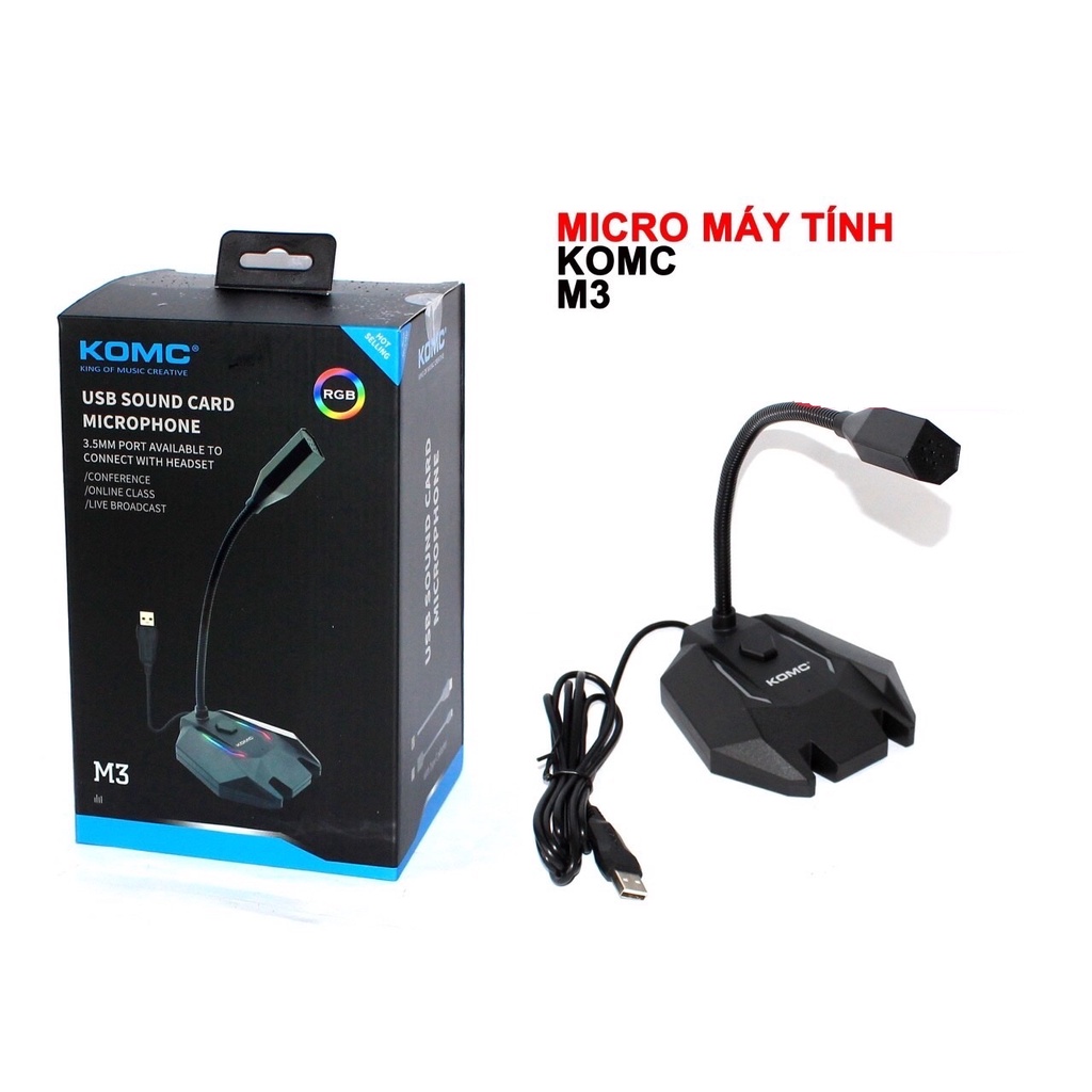 MICROPHONE CỔNG USB KOMC M3 LED RGB